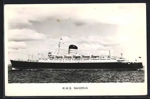 AK Passagierschiff R.M.S. Saxonia in Fahrt, Cunard Liner