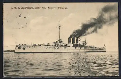 AK Kriegsschiff S.M.S. Helgoland nimmt Fahrt auf