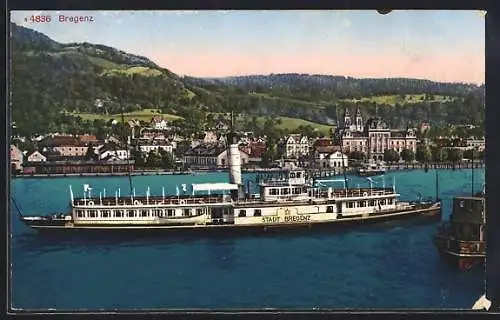 AK Bregenz, Der Salondampfer Stadt Bregenz auf dem Bodensee