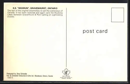 AK Gravenhurst, Steamer SS Segwun at the dock