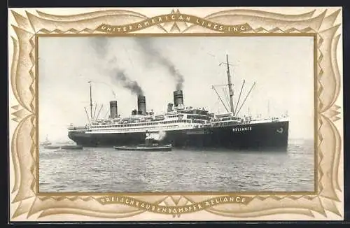 Passepartout-AK Dreischraubendampfer Reliance in Fahrt im Passepartout, United American Liner