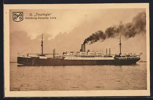 AK Passagierschiff Thuringia unter Volldampf, HAPAG