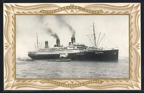Passepartout-AK Dreischraubendampfer Reliance in Fahrt, United American Line