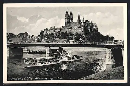 AK Meissen a. d. Elbe, Salondampfer Blaswitz vor Albrechtsburg und Dom