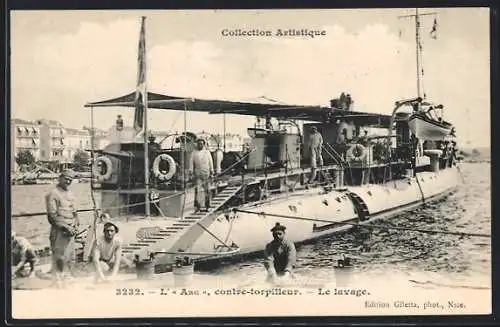 AK Contre-Torpilleur Arc, le lavage, französisches Kriegsschiff