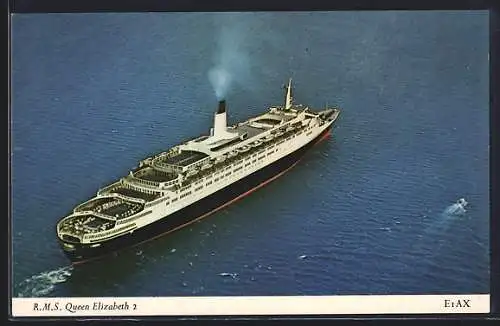 AK Passagierschiff R.M.S. Queen Elizabeth II. aus der Vogelschau