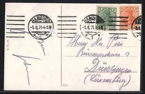 AK Riesendampfer Bismarck der Hamburg-Amerika-Linie, Flagge der HAPAG