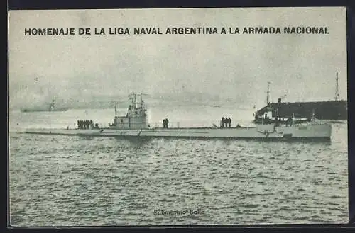 AK Homenaje de la Liga Naval Argentina a la Armada Nacional, Submarino Salta, U-Boot