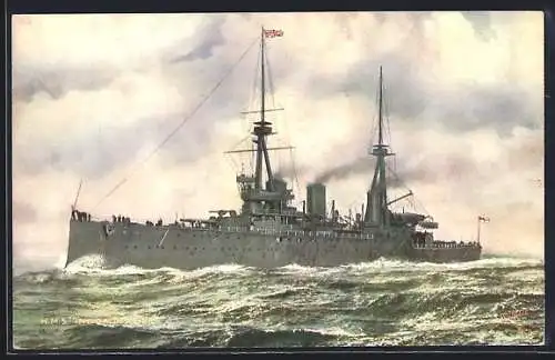 AK Kriegsschiff HMS Indomitable auf hoher See