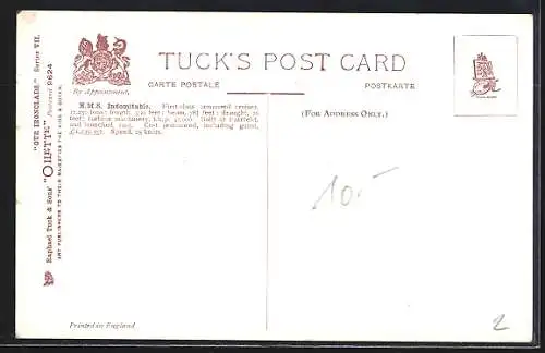 AK Kriegsschiff HMS Indomitable auf hoher See