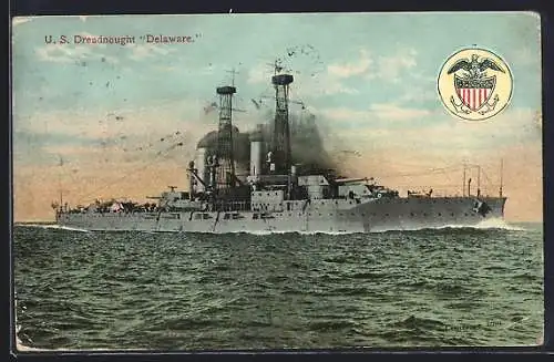 AK Kriegsschiff US Dreadnought Delaware pflügt durch die See