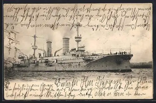 AK Kriegsschiff SMS Prinz Heinrich vor der Küste