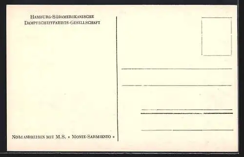 AK Passagierschiff MS Monte-Sarmiento in der Naerobucht, Hamburg-Südamerikanische Dampfschiffahrts-Gesellschaft