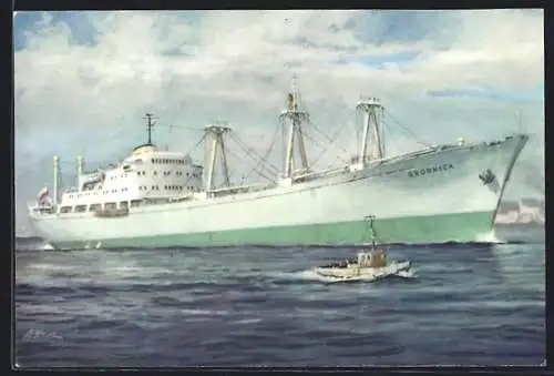 Künstler-AK Passagierschiff Brodnica nahe der Küste, Polish Ocean Lines