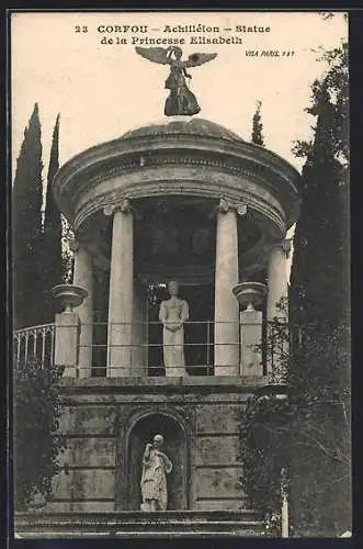 AK Corfou, Achilléion, Statue de la Princesse Elisabeth