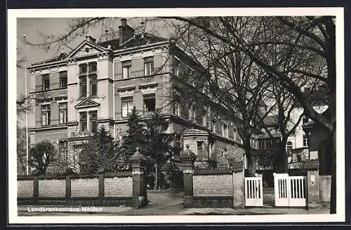 AK Meissen / Elbe, Partie vor dem Landkrankenhaus