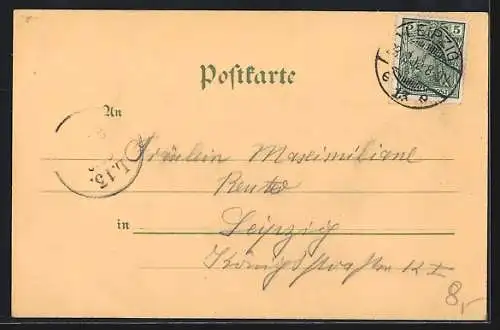 Mondschein-Lithographie Magdeburg, Totalansicht über die Brücke