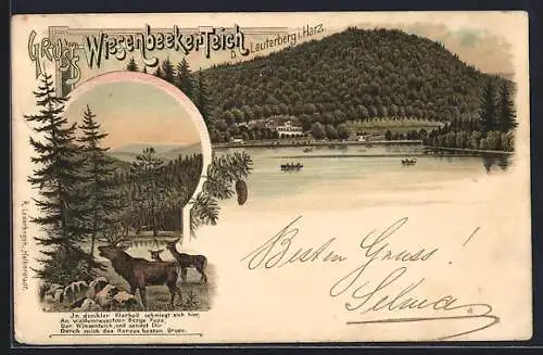 Lithographie Bad Lauterberg i. Harz, Wiesenbeeker-Teich