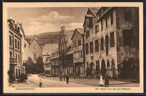 AK Münstereifel, Der Markt und das alte Rathaus