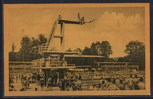 AK Marburg /Steiermark, Freibad, Sprungturm, zahlreiche Badegäste