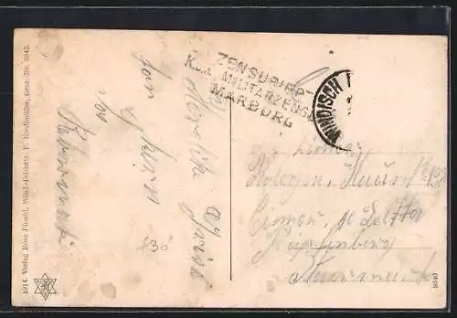 AK Windisch Feistritz, Triesterstrasse, Deutsche Volksschule, K. K. Bezirksgericht und Steueramt