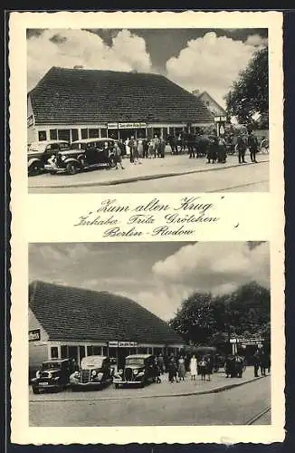 AK Berlin-Rudow, Gasthaus Zum alten Krug v. Fritz Grötchen, Neuköllner Strasse 373