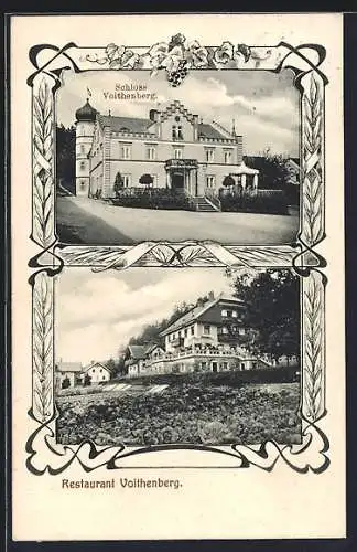 AK Voithenberg, Restaurant mit Terrasse, Blick auf das Schloss