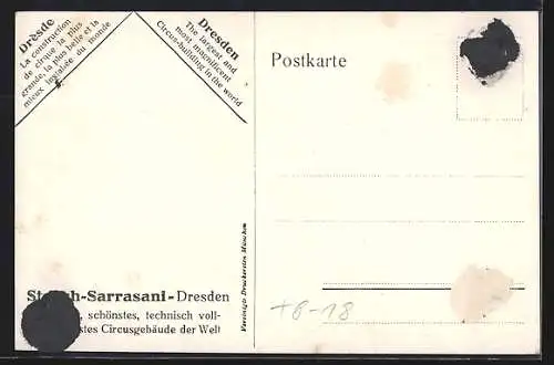 Künstler-AK Dresden-Neustadt, Zirkus Sarrasani, Eröffnung 1912