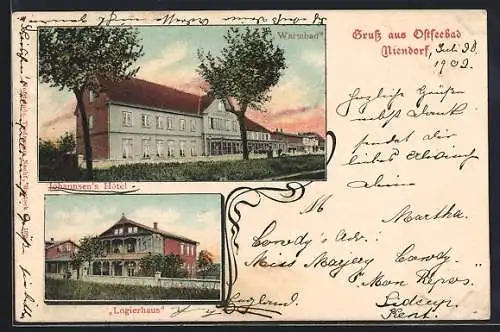 AK Niendorf / Ostseebad, Johannsen`s Hotel, Warmbad und Logierhaus