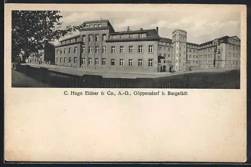 AK Göppersdorf bei Burgstädt, Gebäude der C. Hugo Eidner & Co. AG, Strassenansicht