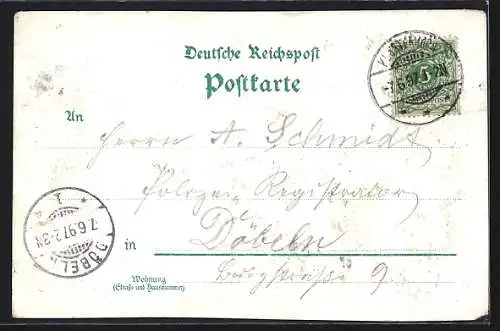 Lithographie Scheergrund, Gasthof Scheergrund und Konzertpark, Bahnhof