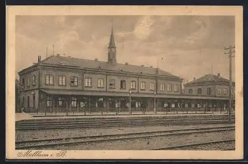 AK Müllheim i. B., Blick auf den Bahnhof