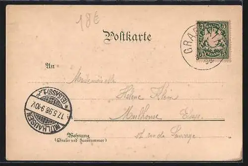 Lithographie Walchstadt / Wörthsee, Ortspartie am Ufer, Blick auf Inning und Wessling