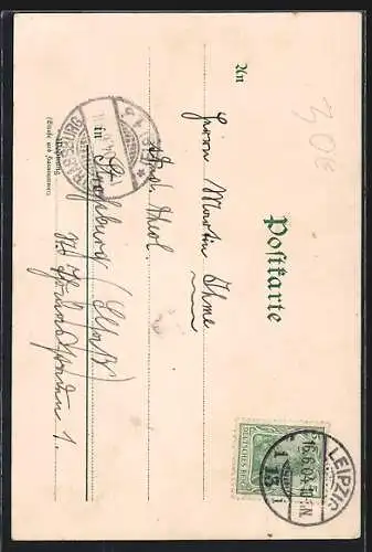 Lithographie Leipzig, Restaurant, Café und Conditorei v. A. Hannes mit Innenansicht, Gewandhaus