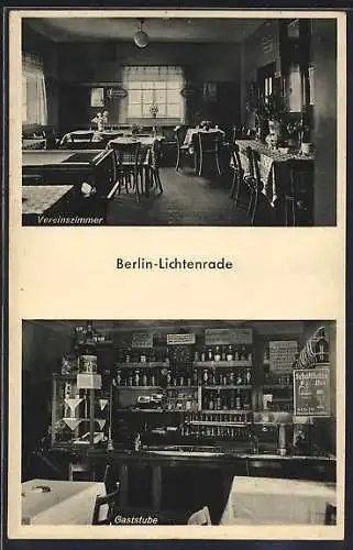 AK Berlin-Lichtenrade, Gaststätte Siedlerheim v. August Gürch, Vereinszimmer und Gaststube, Strasse 6a Nr. 42