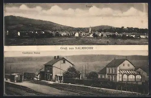 AK Salmrohr, Gasthaus Heinz am Bahnhof, Totalansicht