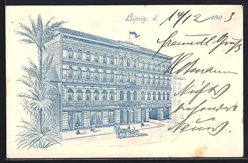 Lithographie Leipzig, Das Hotel Palmbaum in der Gerberstrasse