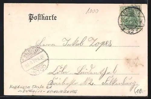 AK Berlin-Kreuzberg, Hoffmann`s Concertsaal Sanssouci, Kottbusser Strasse 4a