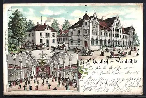 AK Weinböhla, Gasthof zu Weinböhla - Aussenansicht mit Pferdestall, Ballsaal