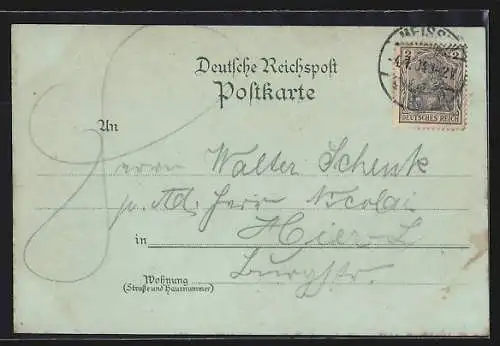 Mondschein-Lithographie Meissen / Elbe, Gasthof - Etablissement Rothes Haus