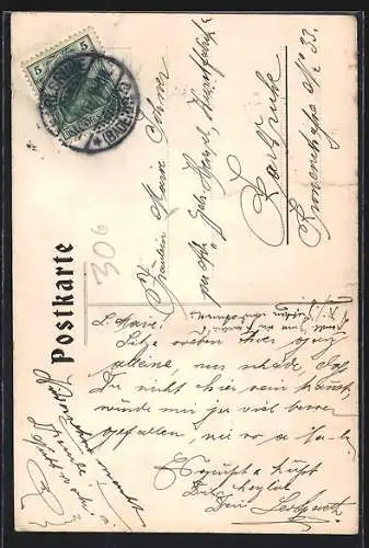 AK Karlsruhe, Gasthof zum goldenen Ochsen v. Eduard Bayer mit Innenansichten, Kaiserstrasse 91