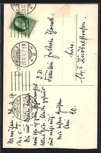 Künstler-AK Handgemalt sign. Carl O. Arends: Blumenstrauss zum Neuen Jahr 1918