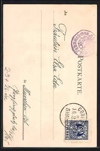 Künstler-AK A. Hengeler: Dicker Soldat in Rüstung der Römer mit Schwert, Private Stadtpost Courier