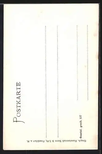 AK Stuttgart, Fliegende Dame über dem Schlossplatz