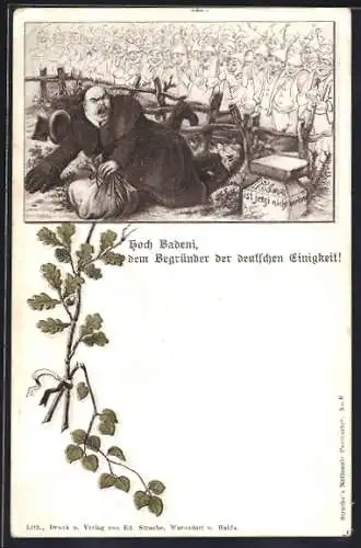 AK Polen, Hoch Badeni dem Begründer der deutschen Einigkeit!, Badenische Sprachenverordnung vom 5. April 1897