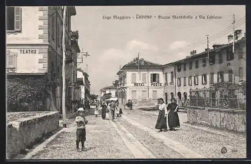 AK Laveno /Lago Maggiore, Piazza Montebello e Via Labiena