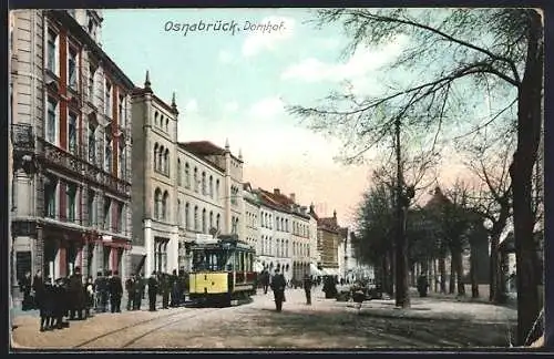 AK Osnabrück, Strassenbahn am Domhof