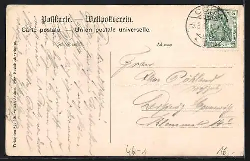 AK Aachen, Gasthaus Waldschenke, Strassenbahn