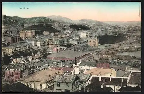 Panorama-AK 6 Karten Vladivostock, Stadtpanorama aus der Vogelschau