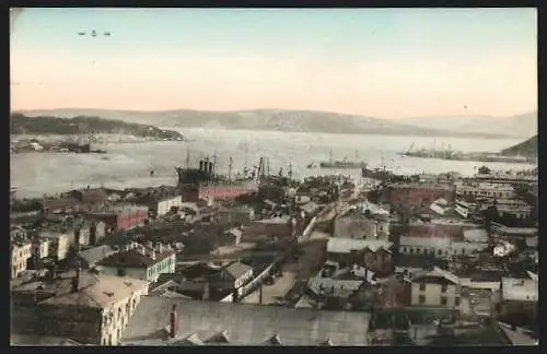 Panorama-AK 6 Karten Vladivostock, Stadtpanorama aus der Vogelschau